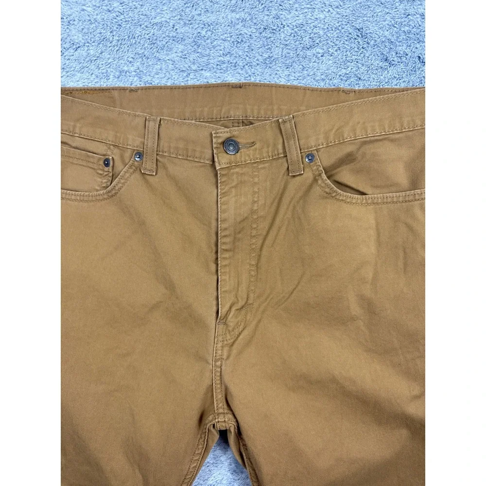 Levis 505 Regular Fit Pants Mens 38x32 Brown Straight Leg Twill Trousers 9388